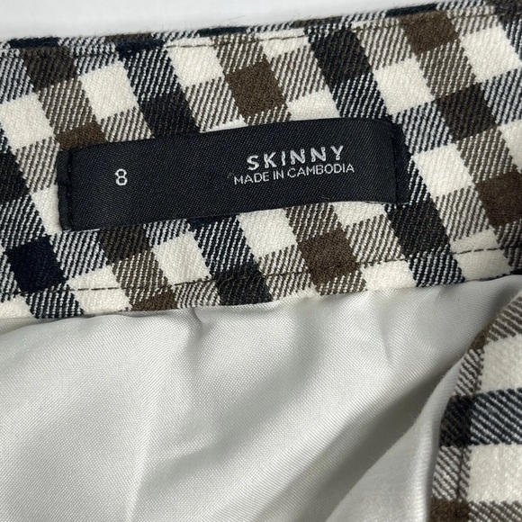 LOFT Women's Black Brown White Gingham Plaid Pants Skinny Cropped Stretch Size 8 - Picture 5 of 10